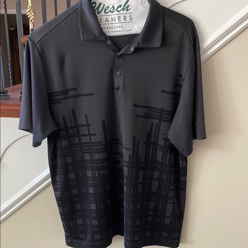Men's Tiger Woods Black Patterned Polo Shirt